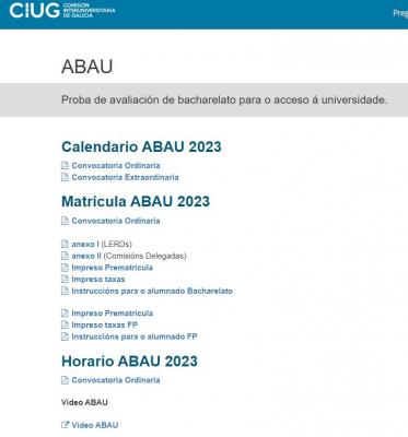 Proba de avaliación de bacharelato para o acceso á universidade. (ABAU 2023)